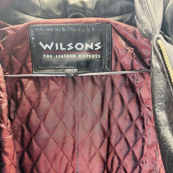 Vintage 1986 Wilsons Hooded Quilted Lined Leather Jacket Cinch‎ Waist 1X - Picture 7 of 14